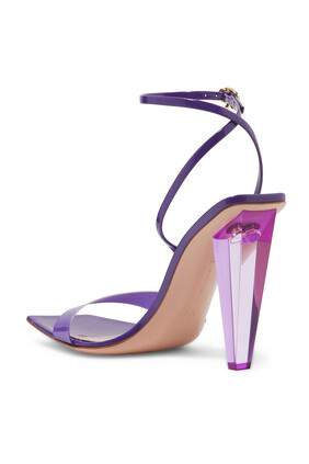 Plexi Clear Heel Sandal With Ankle Strap 105MM:Purple :35